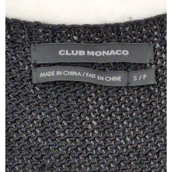 Club Monaco Knit Tank Top Women S Black Racerback Linen Blend Minimalist Capsule - Picture 5 of 8